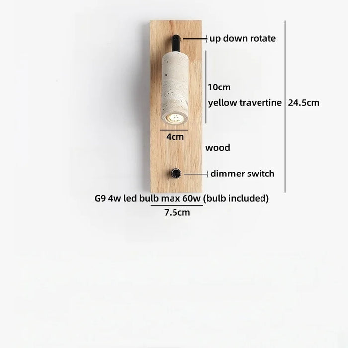 Inari – Adjustable Travertine LED Rotating Reading Sconce BO-HA