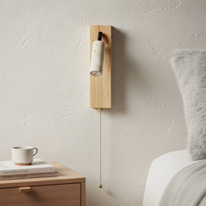 Inari – Adjustable Travertine LED Rotating Reading Sconce BO-HA Pull Chain