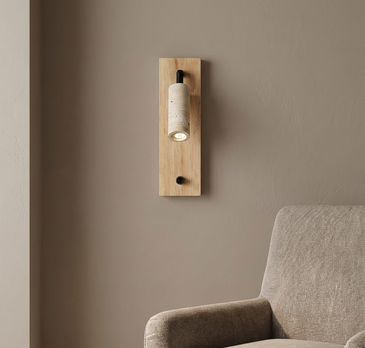 Inari – Adjustable Travertine LED Rotating Reading Sconce BO-HA Dimmer Switch