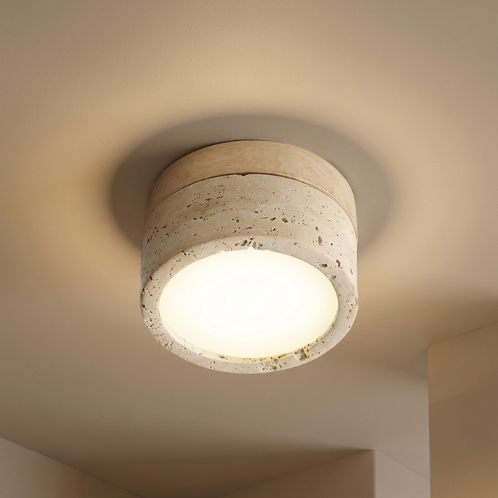 Halla – Wabi-Sabi Travertine Japanese Ceiling Light BO-HA