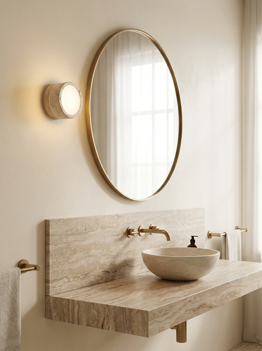 Halla – Wabi-Sabi Travertine Japanese Ceiling Light BO-HA