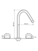 Kilde widespread faucet dimensions – 280 mm spout height, 165 mm reach, 60 mm knurled handles