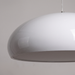 White dome pendant light shade detail — glossy Scandinavian pendant light in 60 cm