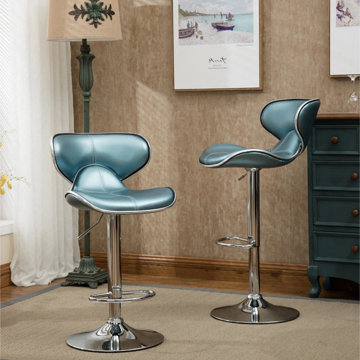 Anker - Bar Stool with Adjustable Height Set of 2 Leather Chair  BO-HA   
